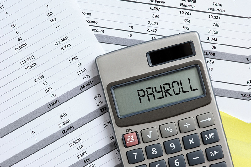 A calculator with the word 