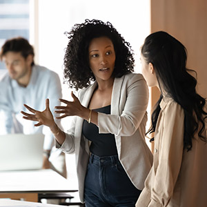 Professional woman discussing IRS revenue officer assistance in the Carolinas.